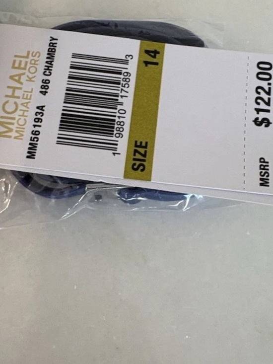 NWT Michael Kors Striped navy Blue Strapless One Piece Swimsuit Ruched Size 14 - Picture 3 of 5